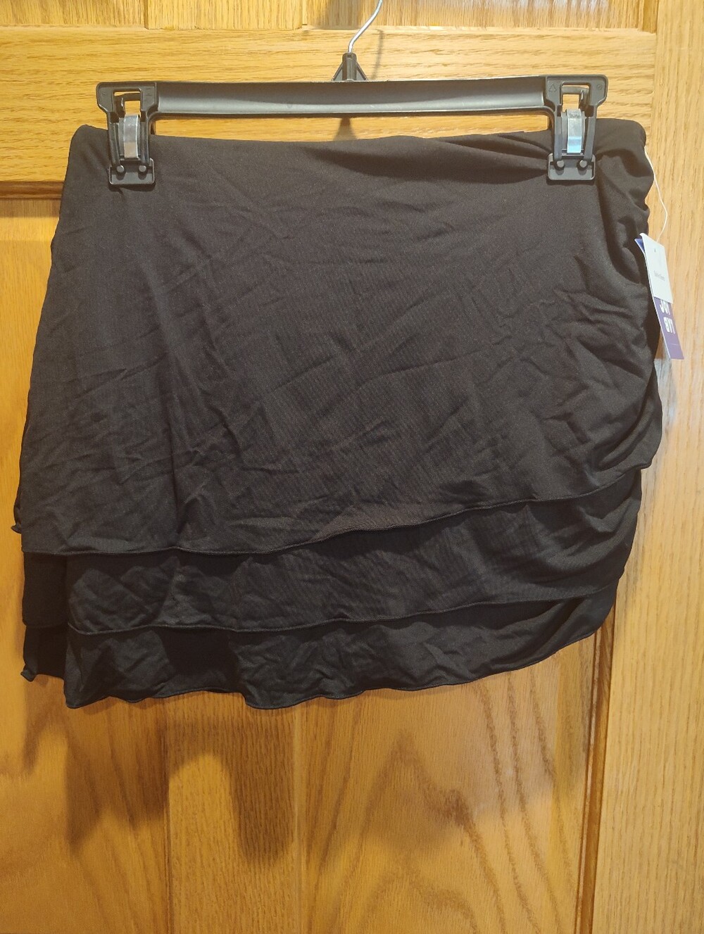 Joy Lab Black Layered Mini Skort, Ruched Side, Pockets